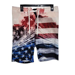 Old Navy Mens Boardshorts Size 30 California Swim Trunks American Flag Surfwave